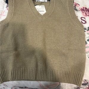 Zara Beige Knit Sweater Vest